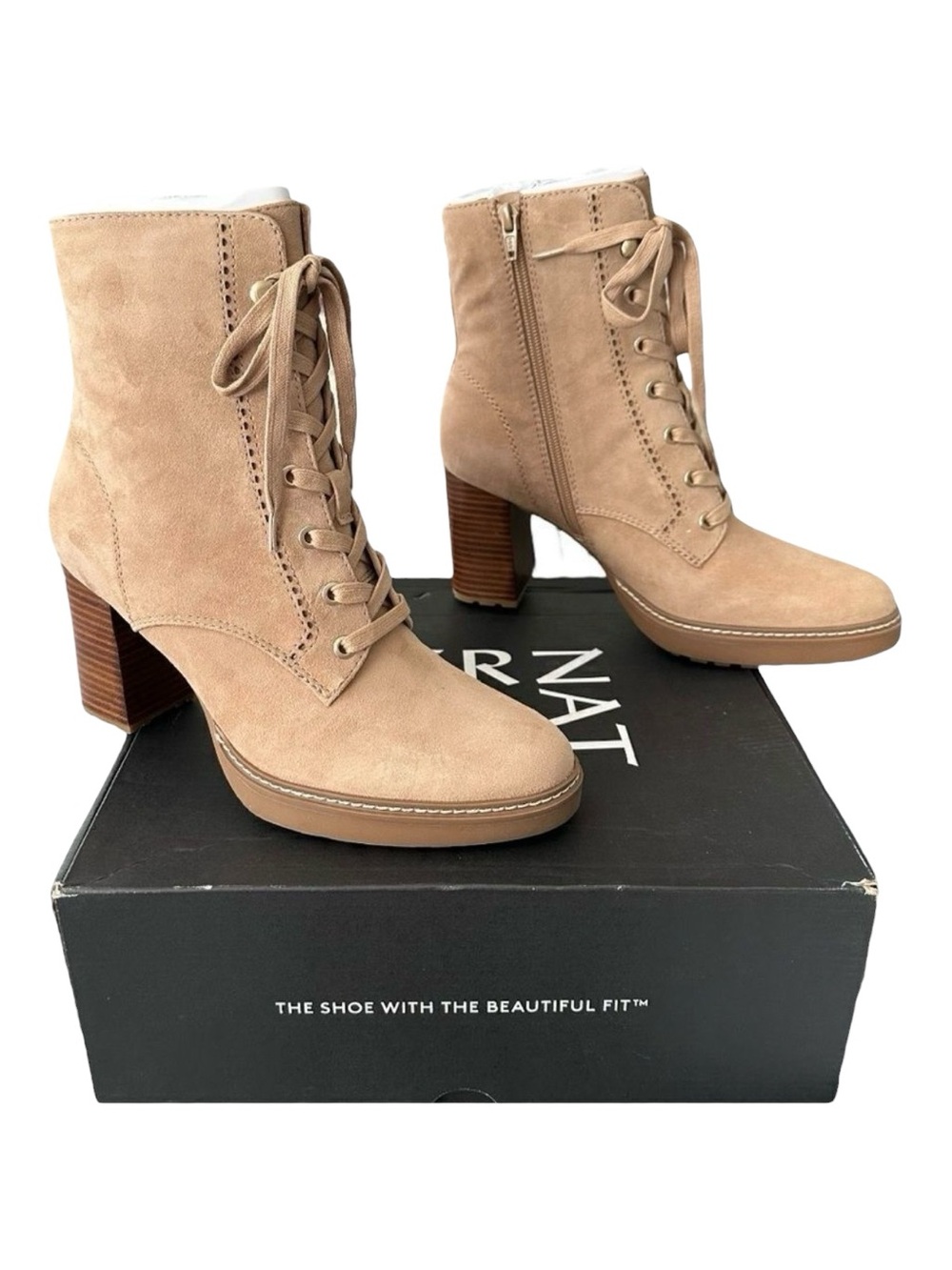 Naturalizer Callie Suede Lace Up Ankle Boots 9.5M